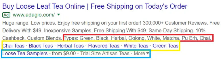 Google Shopping Ad Extension examples